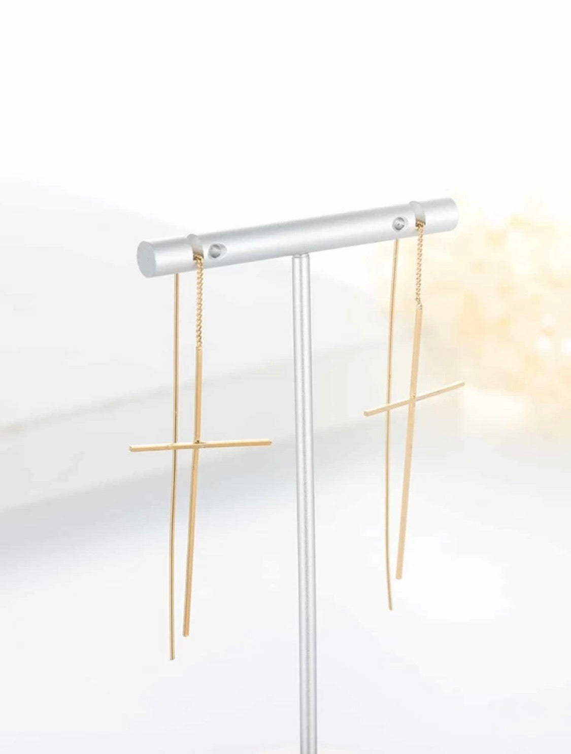Cross Chain Earrings
