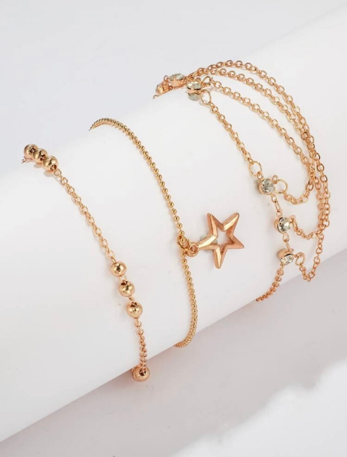 Star & Chain Anklet Set